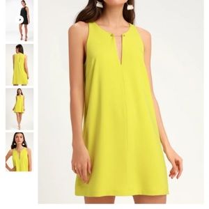 NWT Chartreuse Yellow Shift Dress